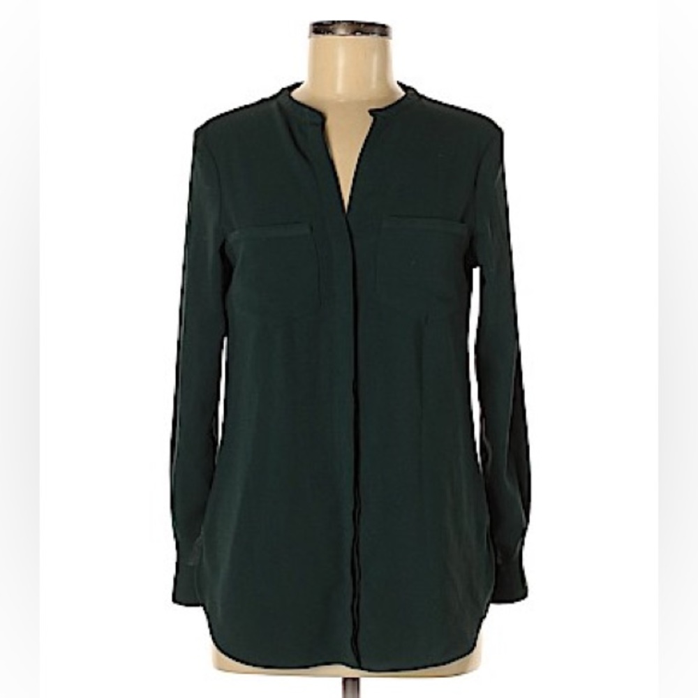 Barbour Size 10 Long Sleeve Green Blouse
